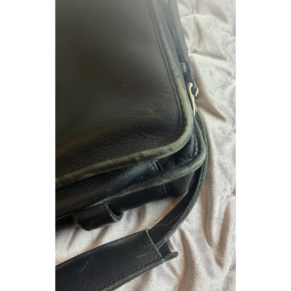 Flawed Gem! Coach Lexington Briefcase Blk Leather Messenger Bag A2S5325 Academia